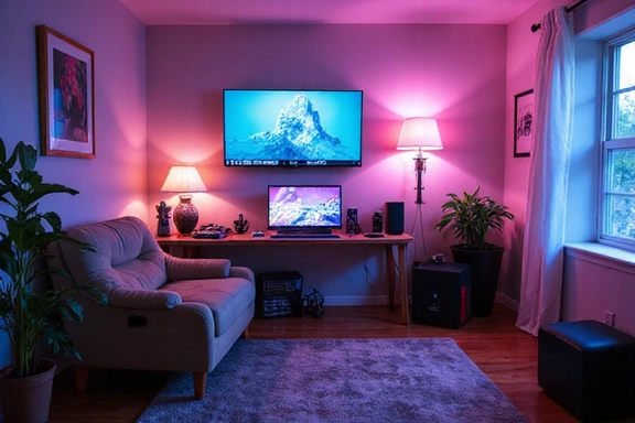 Setup de streaming confortable dans un bureau à domicile