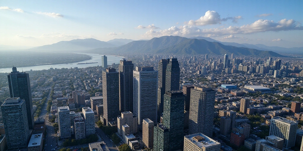 Vue aérienne du quartier de Klytrix à Montréal avec des bâtiments modernes