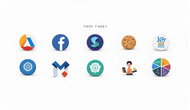 Icônes de services tiers comme Google et des réseaux sociaux, représentant les cookies tiers