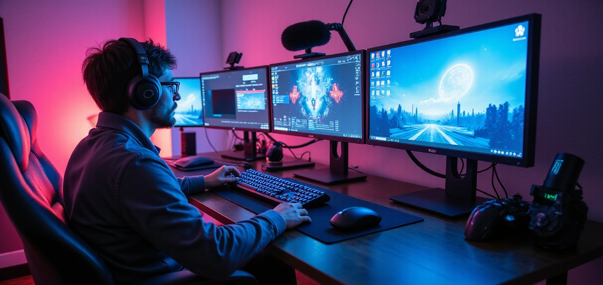 Divers périphériques et équipements de jeu de haute technologie pour le streaming