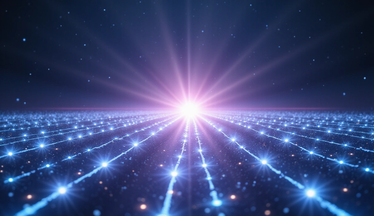 Abstract representation of Klytrix's purpose and vision, showing interconnected digital streams and a central guiding light.